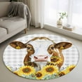 thumbnail image 2 of Round Rugs 3.3 Ft, Farmhouse Cow Non Slip Area Rugs for Kitchen Bedroom Entryway, Vintage Country Sunflower Gray Plaid Washable Carpet Runner Rug Floor Mats for Bedroom Home Decor, 2 of 9