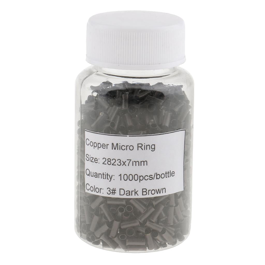 EHJRE Durable 2000pcs 5mm Medium Brown Black Copper Lined Micro Rings Links Beads Links For Tipped Hair Extensions