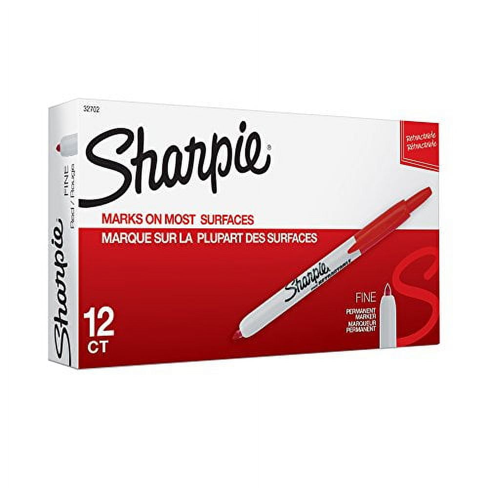 Sharpie® Retractable Permanent Markers, Fine Point, Red, Box Of 12
