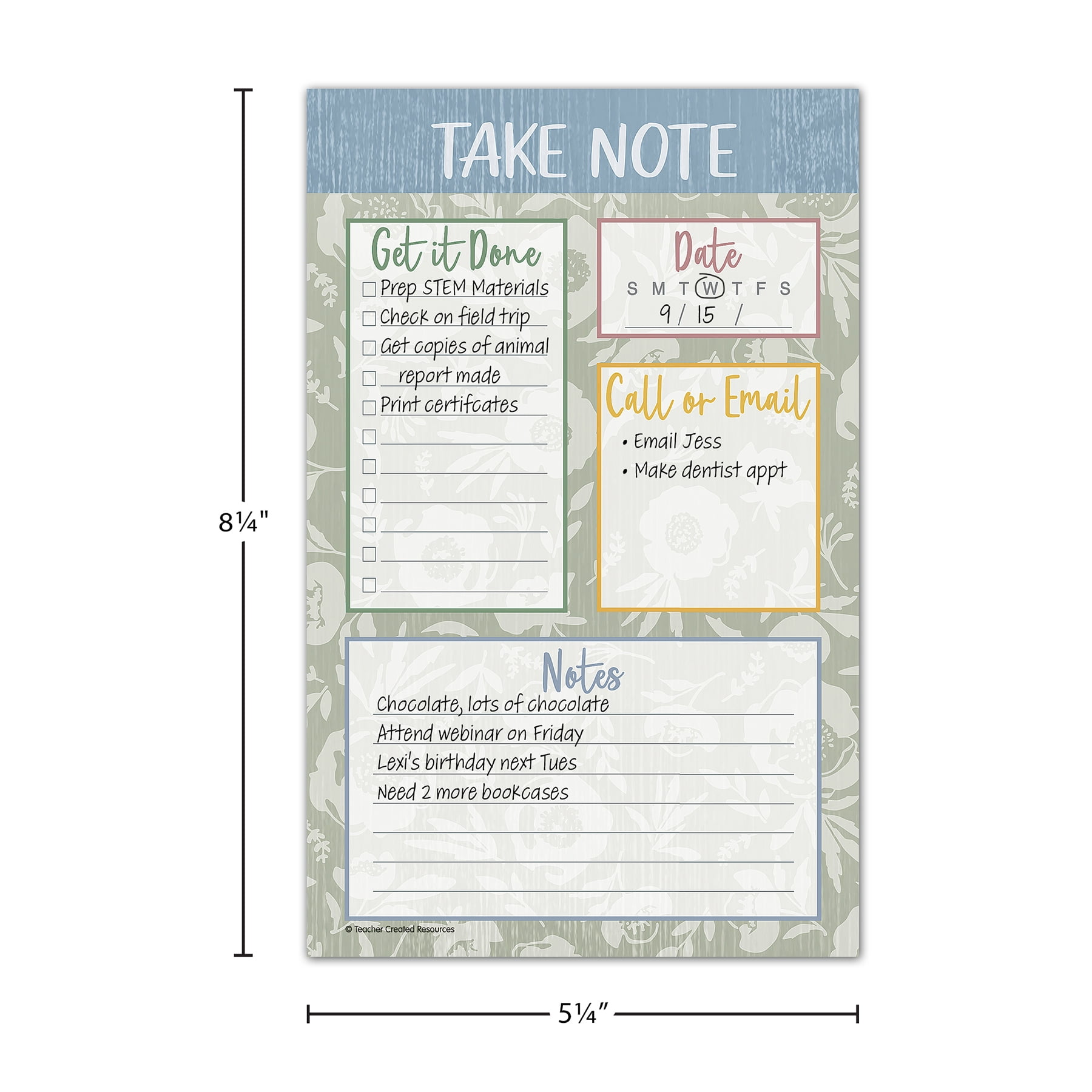 Teacher Created Resources Classroom Cottage Notepad, 50 Sheets, Pack of 12