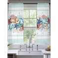 thumbnail image 2 of Summer Marine Sheer Curtains 72 Inch Long 2 Panels, Life Beach Starfish Shell Coral Teal Stripes Light Filtering Rod Pocket Curtains, Sheer Voile Drapes for Living Room Bedroom, 52"x72", 2 of 8