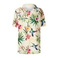 thumbnail image 5 of Horkkom Short Sleeve Button Up Women Summer Plus Size Hawaiian Shirts Casual Floral Print V Neck Cardigan Yellow S, 5 of 5