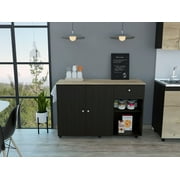 Boahaus Nanterre Kitchen Island, Assembled Product Height 36 in, Black Wengue
