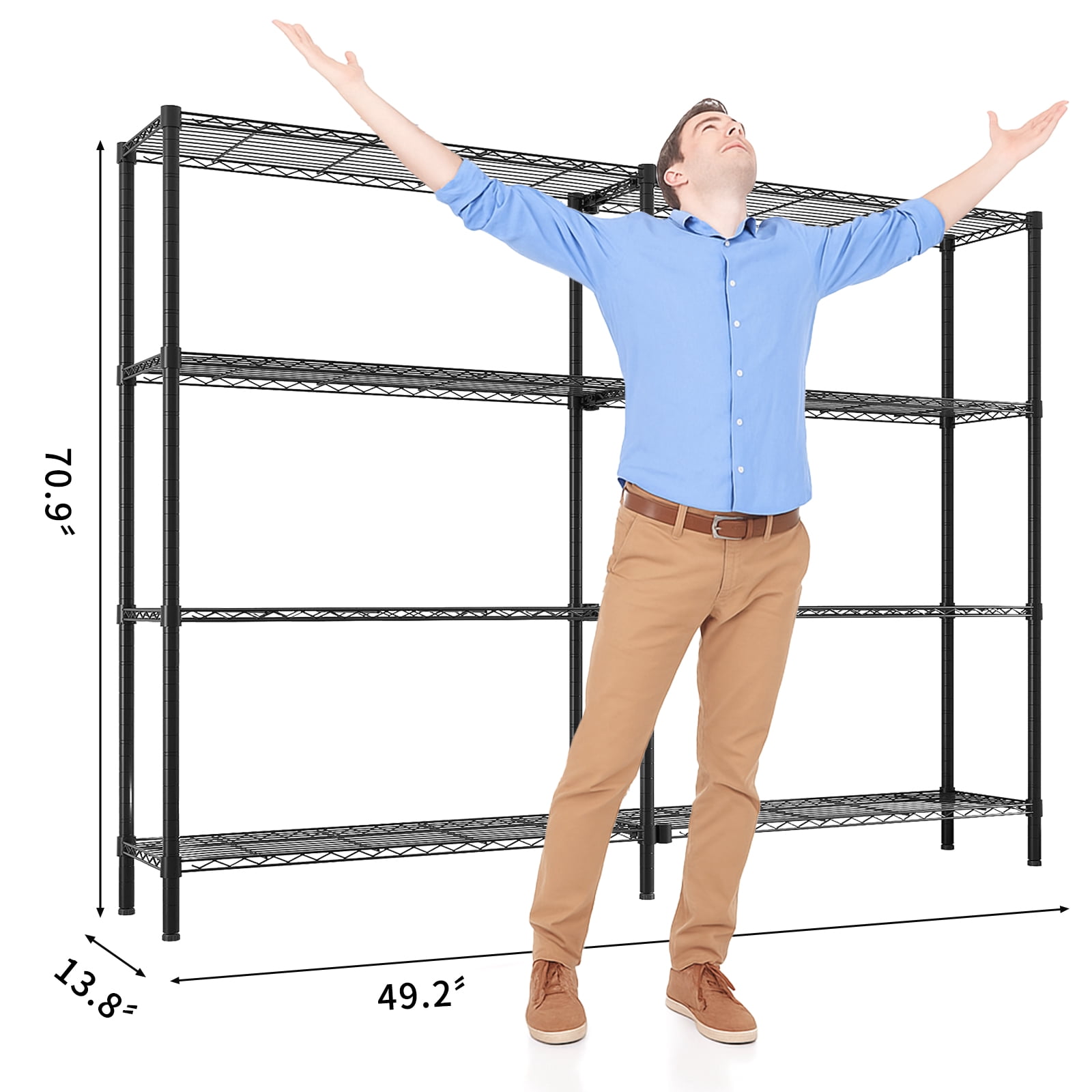 Ktaxon 1140LBS Heavy Duty Wire Shelving, 4-Tier Steel Garage Storage Rack, Adjustable DIY Metal Commercial Shelving for Garage Pantry Storage Organizer, 49.2"W x 13.8"D x 70.8"H