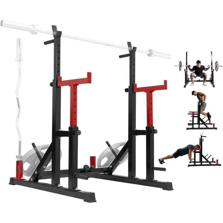 Yes4All Adjustable Squat Rack, 690 LBS Multifunctional Barbell Stand for Home Gym, Weight Lifting, Portable Bench Press Rack