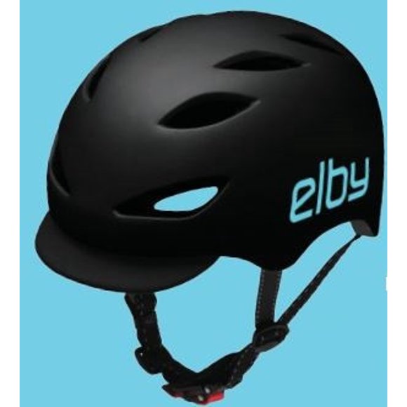 Elby Mobility Bicycle Helmet E0915ML Urban Commuter; Open Face; 21-5/8 Inch To 23-1/4 Inch; Black With Blue Logo; 8 Vents; With Visor