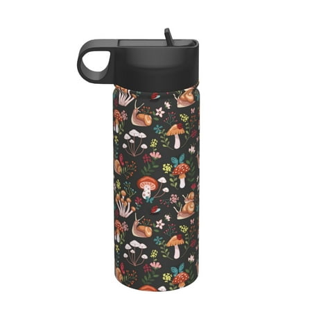 

Adobk Mushroom Snail Print Water Bottle 18oz Sports Insulated Kettle for Cycling Gym Basketball Outdoor Suitable as a Present