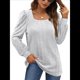 thumbnail image 2 of Camisas Tipo Túnica para Mujer, Camisas Holgadas de Larga, Camisas de Cuello Cuadrado Gris XL, 2 of 8
