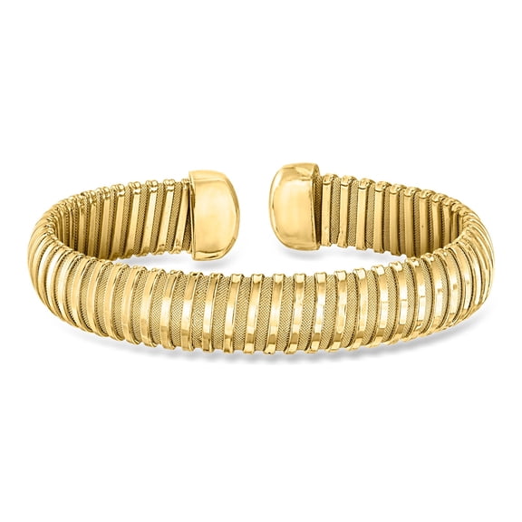 Ross-Simons Italian 14kt Yellow Gold-Plated Tubogas Cuff Bracelet, Women's, Adult
