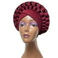 thumbnail image 2 of African Turban Head Wrap Navy Blue Braid Beanie Cap Headwear Crystals Twisted Head Turbans for Women and Girls, 2 of 4