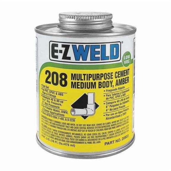 Ez Weld Cement,16 Oz,Amber,PVC,CPVC,ABS 20803