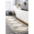 thumbnail image 1 of nuLOOM GCDI09A Sophie Striped Diamond Tassel Runner Rug, 2` 8" x 8`, Off White, 1 of 4