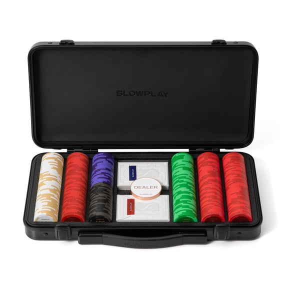 SLOWPLAY Godel 14g Clay Poker Chips Set for Texas Hold’em 300 PCS [with Numbered Values] Features a High-end Chip case with Extra Durable German Polycarbonate Shell Ideal Gifts for Poker Players