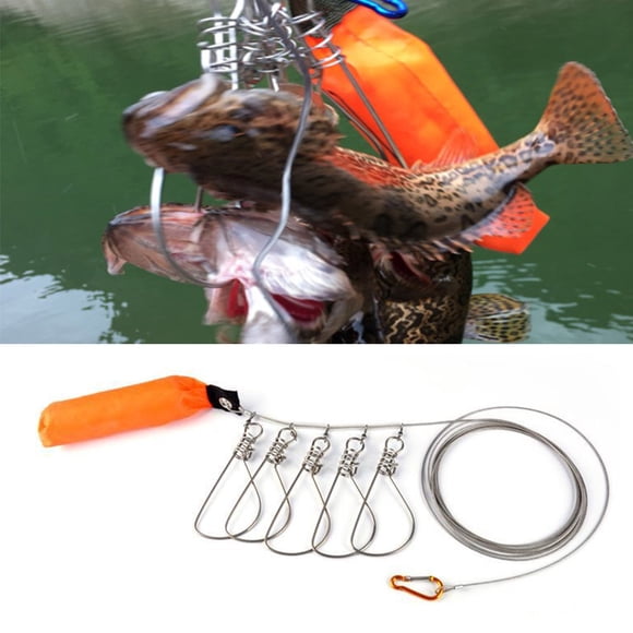 Stainless Steel Fish Lock, Stainless Steel Fish Stringer Sturdy Durable 5 Meters  For Fishing