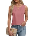 thumbnail image 1 of Camiseta sin mangas de verano para mujer, atuendos informales de negocios, camisa de trabajo elegante, holgada y básica 2024 (rosa-M), 1 of 4