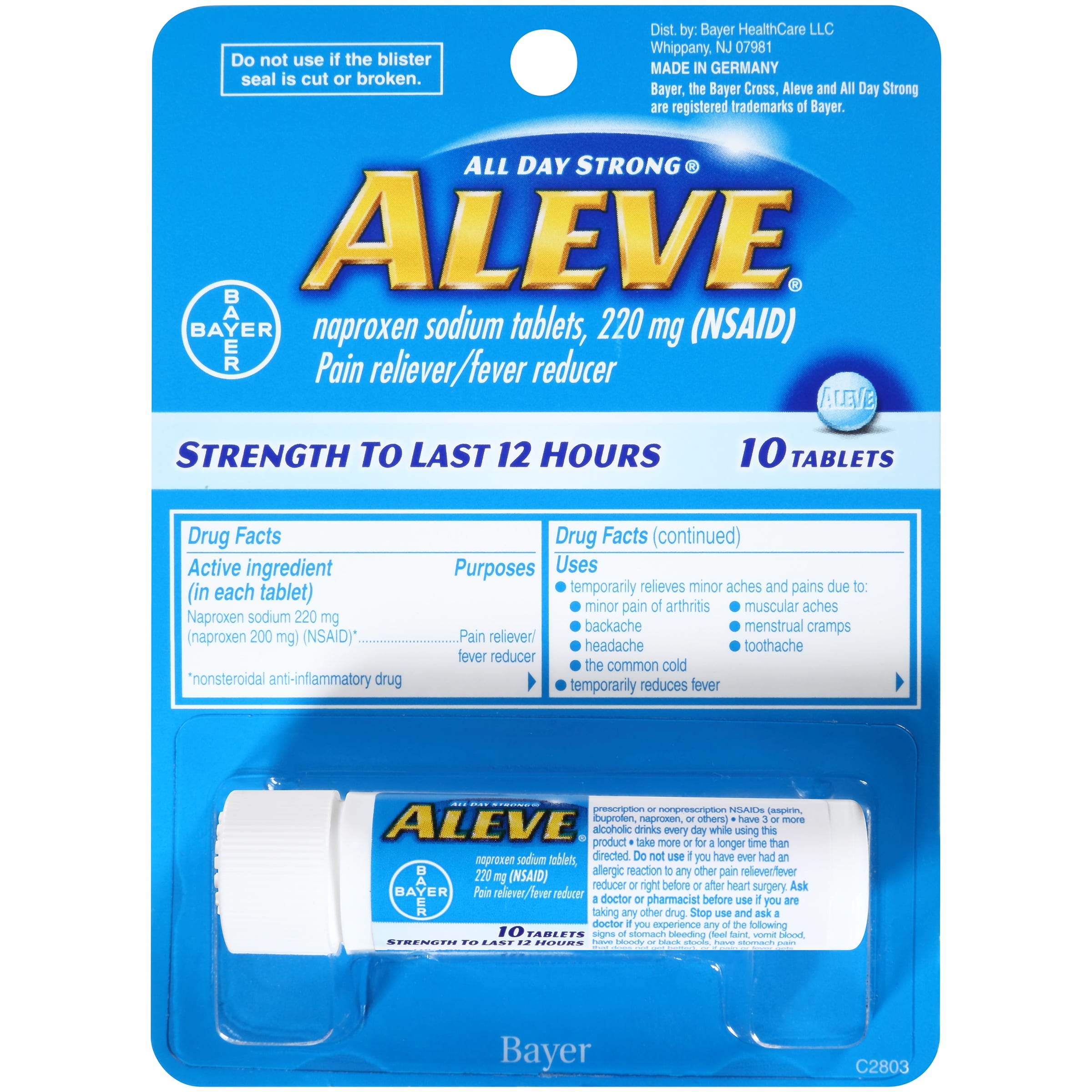 Aleve Pain Reliever/Fever Reducer Naproxen Sodium Tablets, 220 mg, 10
