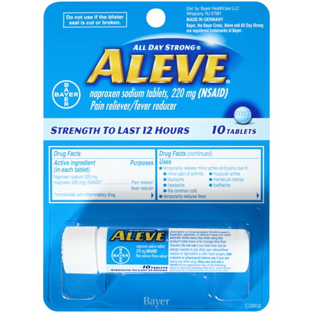Aleve Pain Reliever/Fever Reducer Naproxen Sodium Tablets, 220 mg, 10 (Best Tablet For Cold And Headache In India)