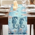 thumbnail image 3 of Table Runners 60 Inches Long Dress Scarves, Coastal Seahorse Blue Farmhouse Kitchen/Dining Table Runner, Small Coffee Tablerunners, Summer Beach Nautical Coral Starfish 13x60 Inch, 3 of 9