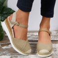 thumbnail image 6 of Modisza Women Espadrilles Wedge Sandals Summer Casual Walking Sandal Closed Toe Arch Support Shoes with Buckles Ankle Strap Khaki Size 5.5, 6 of 8