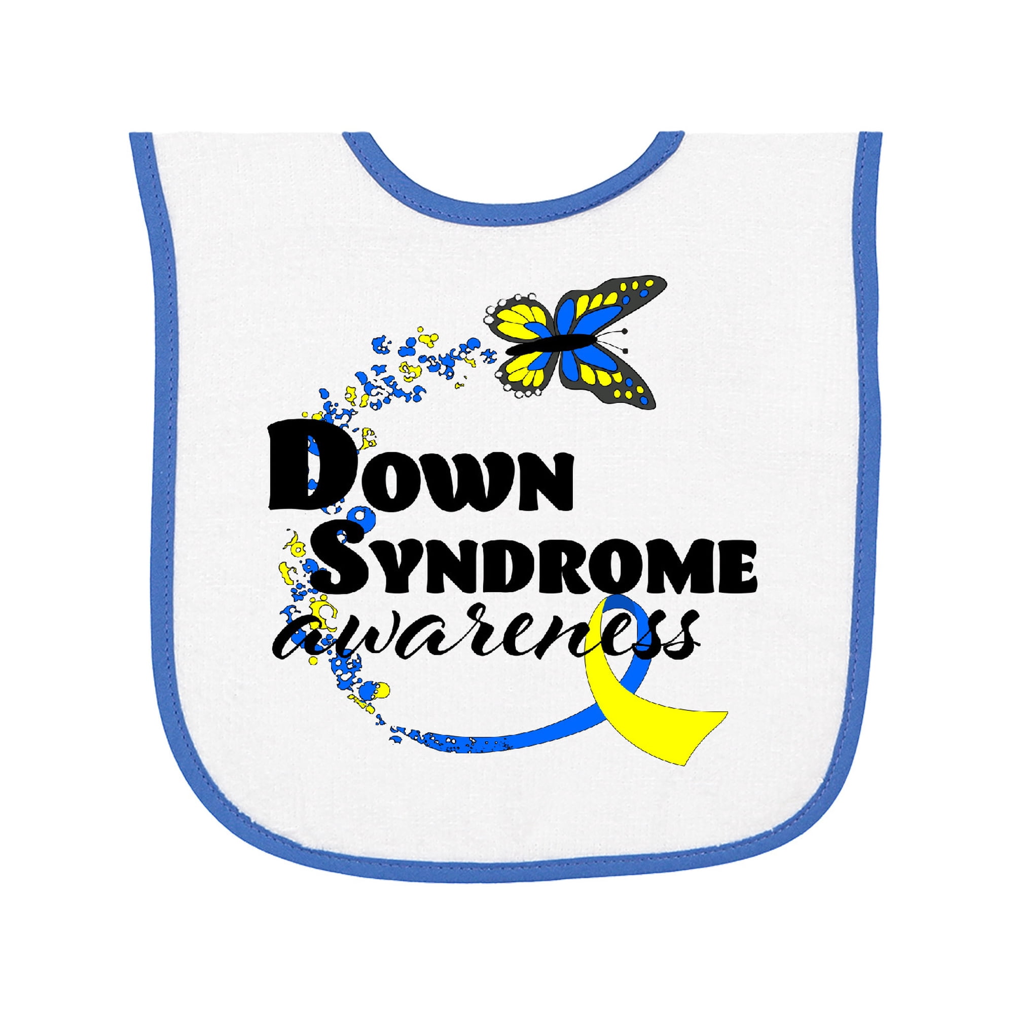 Inktastic Down Syndrome Awareness with Butterfly and Ribbon Baby Terry Cloth Bib