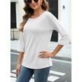 thumbnail image 4 of Camiseta Zeagoo para mujer, manga 3/4, cuello redondo, holgada, talla Wh, 4 of 6
