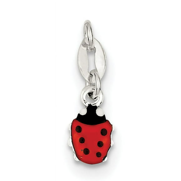 Charme Coccinelle Émaillée en Argent Sterling QC6263 (13mm x 7mm)