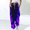 thumbnail image 2 of BiZtdJrK Womens Drawstring Sweatpants Novelty Printed High Waist Casual Trousers Fashion Street Pants Acive Wor Kout Joggers with Pockets Purple M, 2 of 5