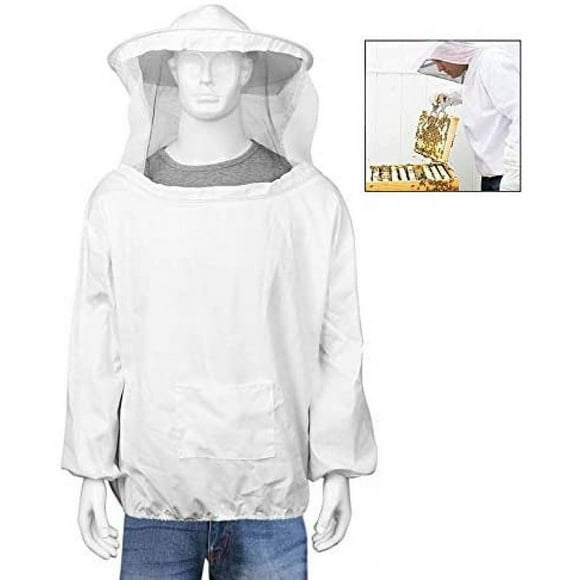 Professional Beekeeper's Advantage: Lightweight, Ventilated Jacket With Round Veil Hood And Thumb Straps For Unmatched Protection