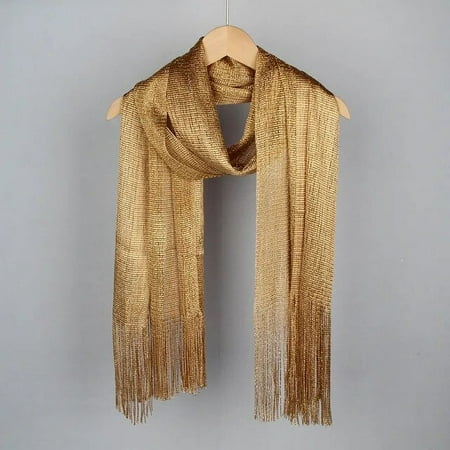 Municipal Fashion Gold Silver Bright Silk Sunscreen Shawl Female Long Lace Tassel Party Evening Dress Scarf Summer Beach Bikini Sun Cloak