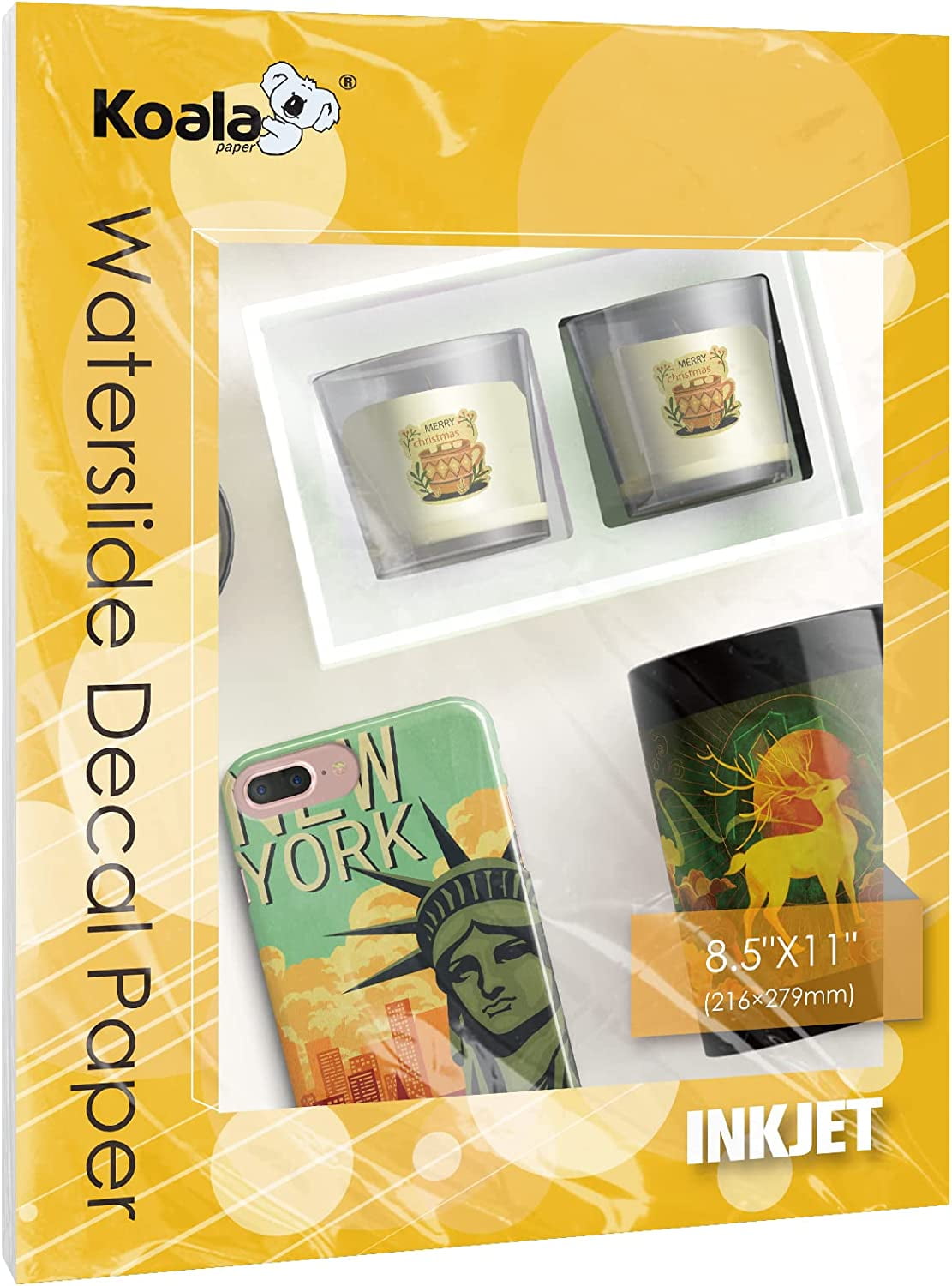 KOALA Metallic Gold Waterslide Decal Paper for Inkjet Printer Translucent Clear 8.5x11 Water