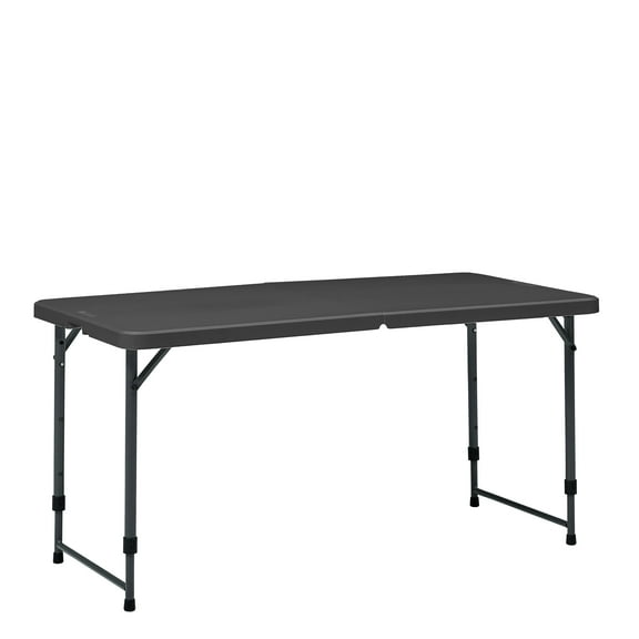 Mainstays 4 Foot Adjustable Height Folding Plastic Table, Black