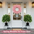 thumbnail image 6 of 26" Spring Wreath for Front Door, Easter Valentines Wild Floral Summer Wreaths, Mantel Porch Wall Wedding Living Room Home All Season Decor (Pink-x), 6 of 16