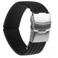 thumbnail image 1 of GOOHOCHY Correa de reloj de silicona con patrón de rayas impermeables de 18 mm con hebilla de cierre de acero inoxidable (negro), 1 of 5