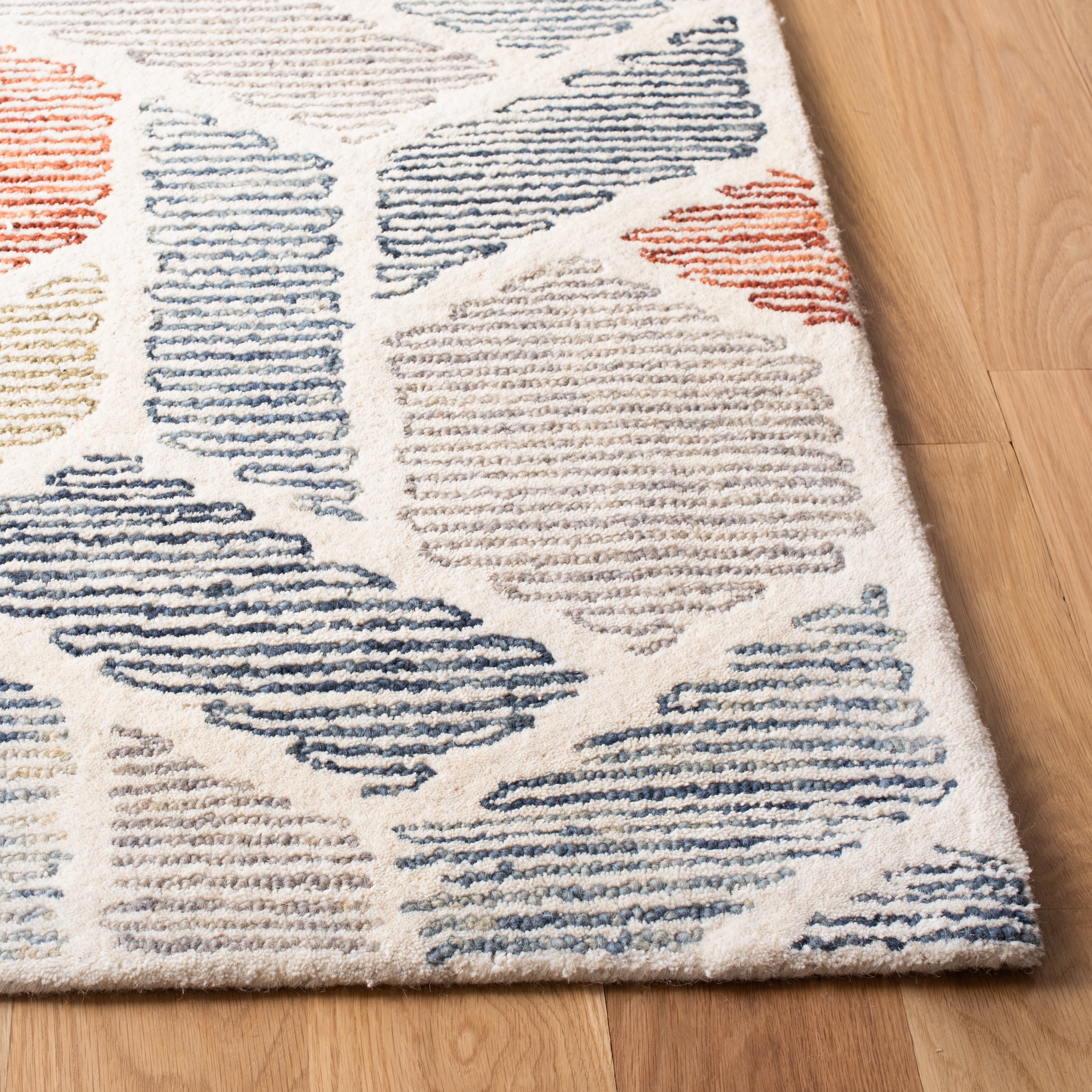 SAFAVIEH Precious Cornelius Abstract Geometric Area Rug, Blue/Rust, 4' x 6'