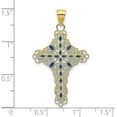 thumbnail image 4 of 14K Yellow Gold Blue Enamel Filigree Cross Charm - 31.95mm, 4 of 6