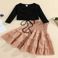 thumbnail image 2 of Enfants Bébé Petite Fille Jupe Tenue Col Rond Manches Longues Tops Puff Plissé Automne Jupe Longue Ensembles, 2 of 6