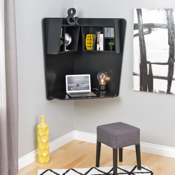 Prepac Floating Corner Desk, Black