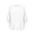 thumbnail image 4 of Women's Long Sleeve T-shirt 3/4 Sleeve Linen Shirts For Women 2025 Cotton Summer Retro Embroidered Boho Tops Casual Trendy Vacation Blouse,White Women's Long sleeve T-shirt XL, 4 of 4