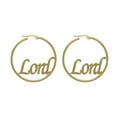 thumbnail image 2 of Paris Jewelry 18K Yellow Gold 4 Ct Hoop Earrings with Lord Name Inside Plated, 2 of 4