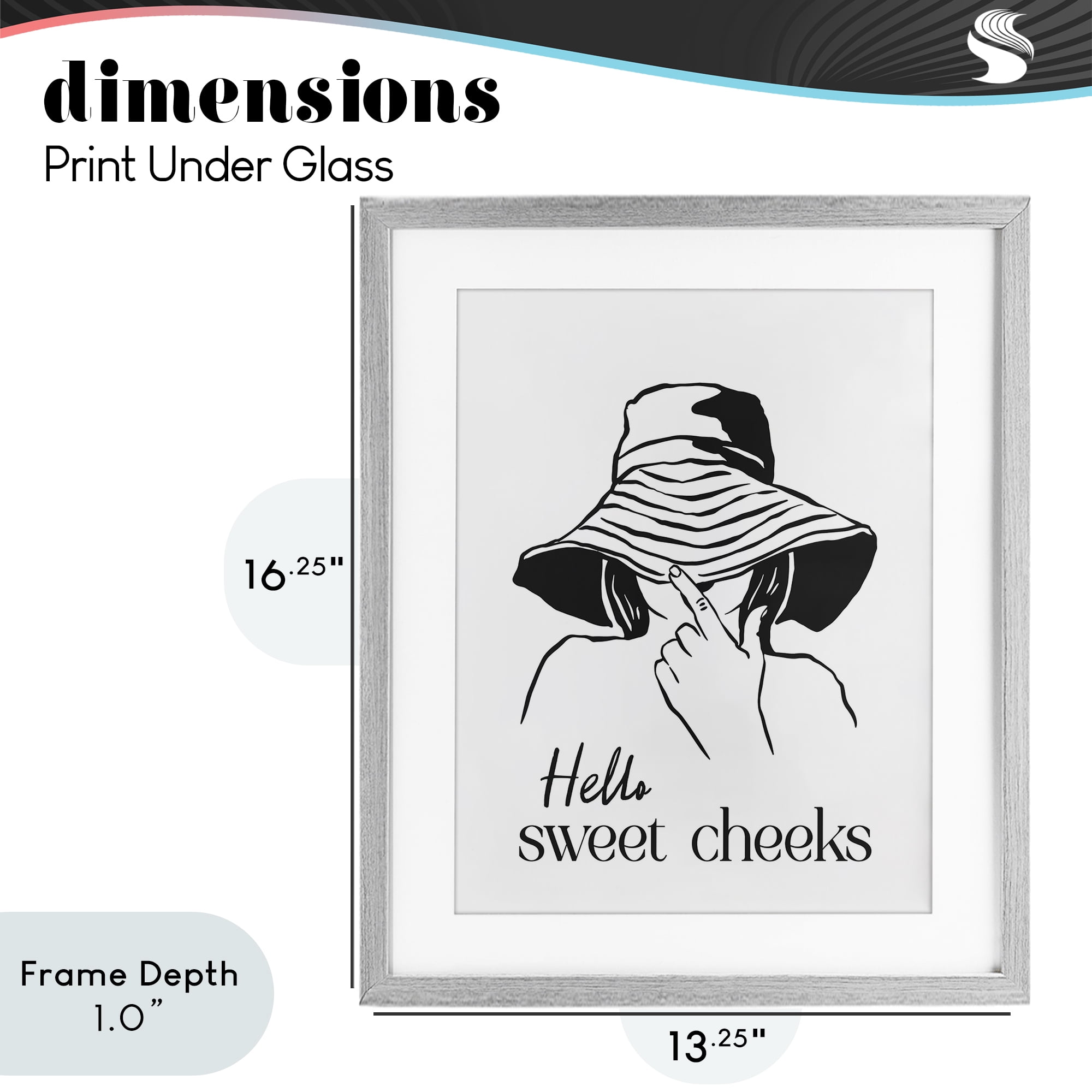 Stupell Industries Sweet Cheeks Bathroom Greeting Gray Framed Print Under Glass, design by Lettered and Lined
