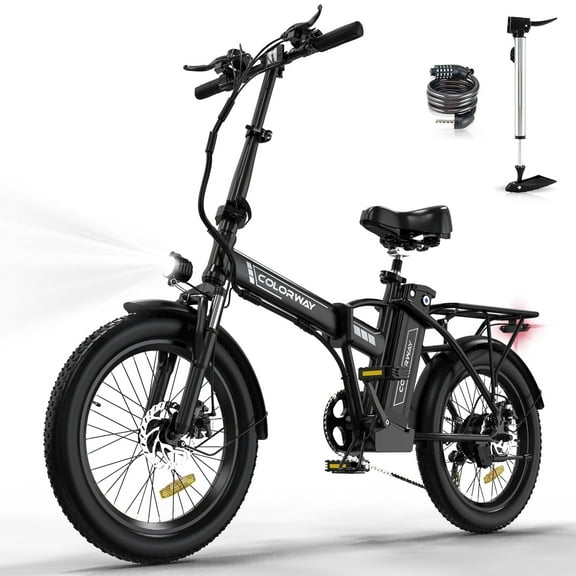 COLORWAY 20”X3.0 Fat Tire Electric bicycles, Foldable Mountain Snow Beach Electric bike ebike with 500W/36V/13Ah Battery, Shimano 7-Speed e bicycle