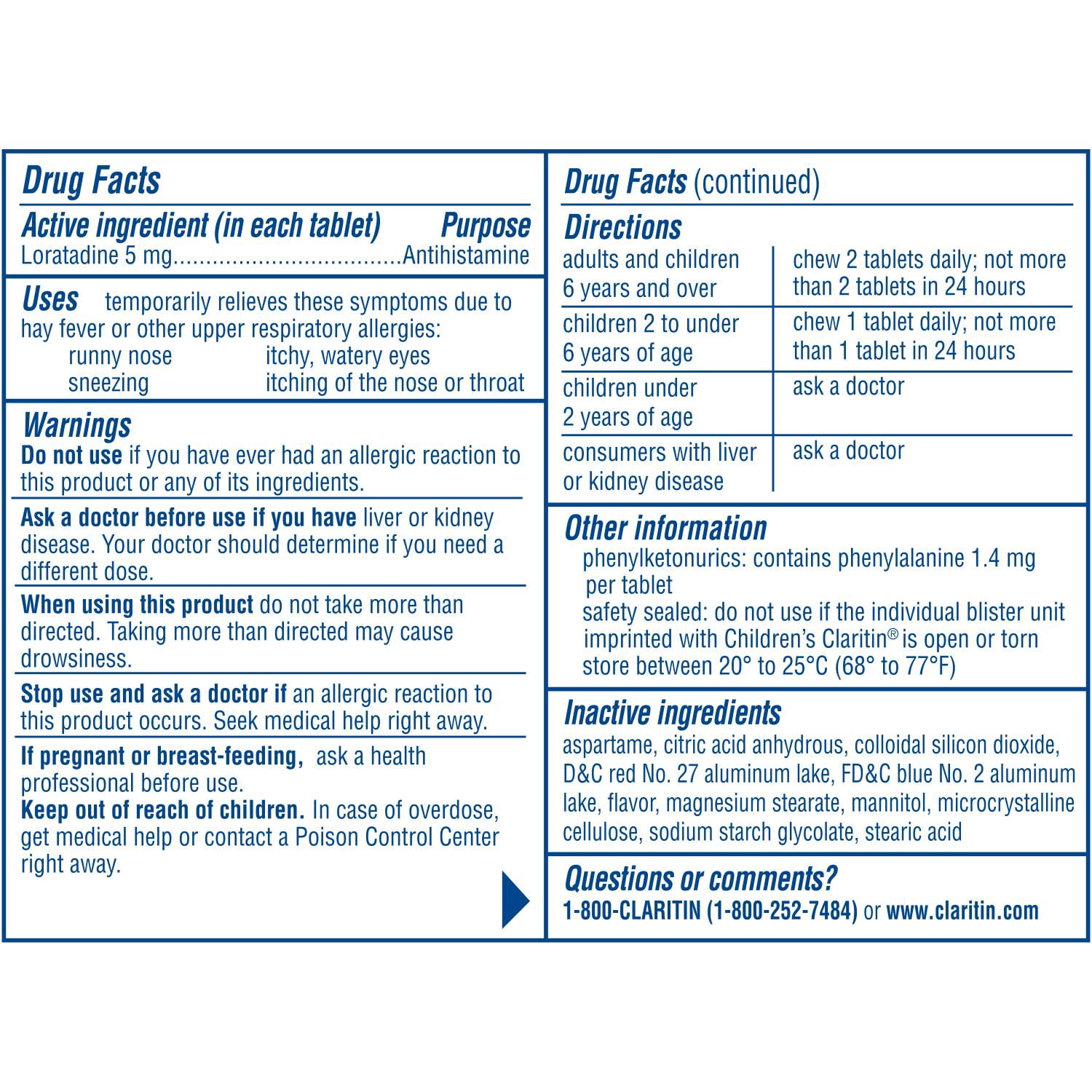 Children's Claritin 24 Hour Allergy Grape Chewable Tablet, 5mg, 40Ct (30+10 Bonus)