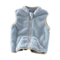 thumbnail image 4 of dazeni Girls Boys Sherpa Fleece Zip up Vest Kids 1-10 T Fuzzy Sleeveless Coat Fall Winter Warm Waistcoat Outerwear with Pockets Light Blue 3-4Years, 4 of 7