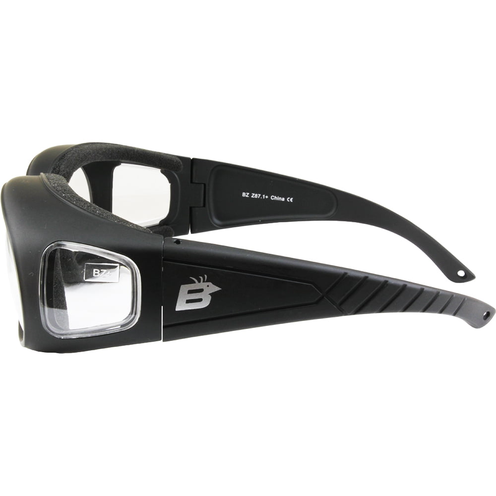 Birdz Swallow Foam Padded Motorcycle Riding Glasses Black Frame Clear Lenses