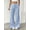 Blue, variant on Plus Size Linen Striped Pants for Women Drawstring Long Pants Slim Trousers with Pockets