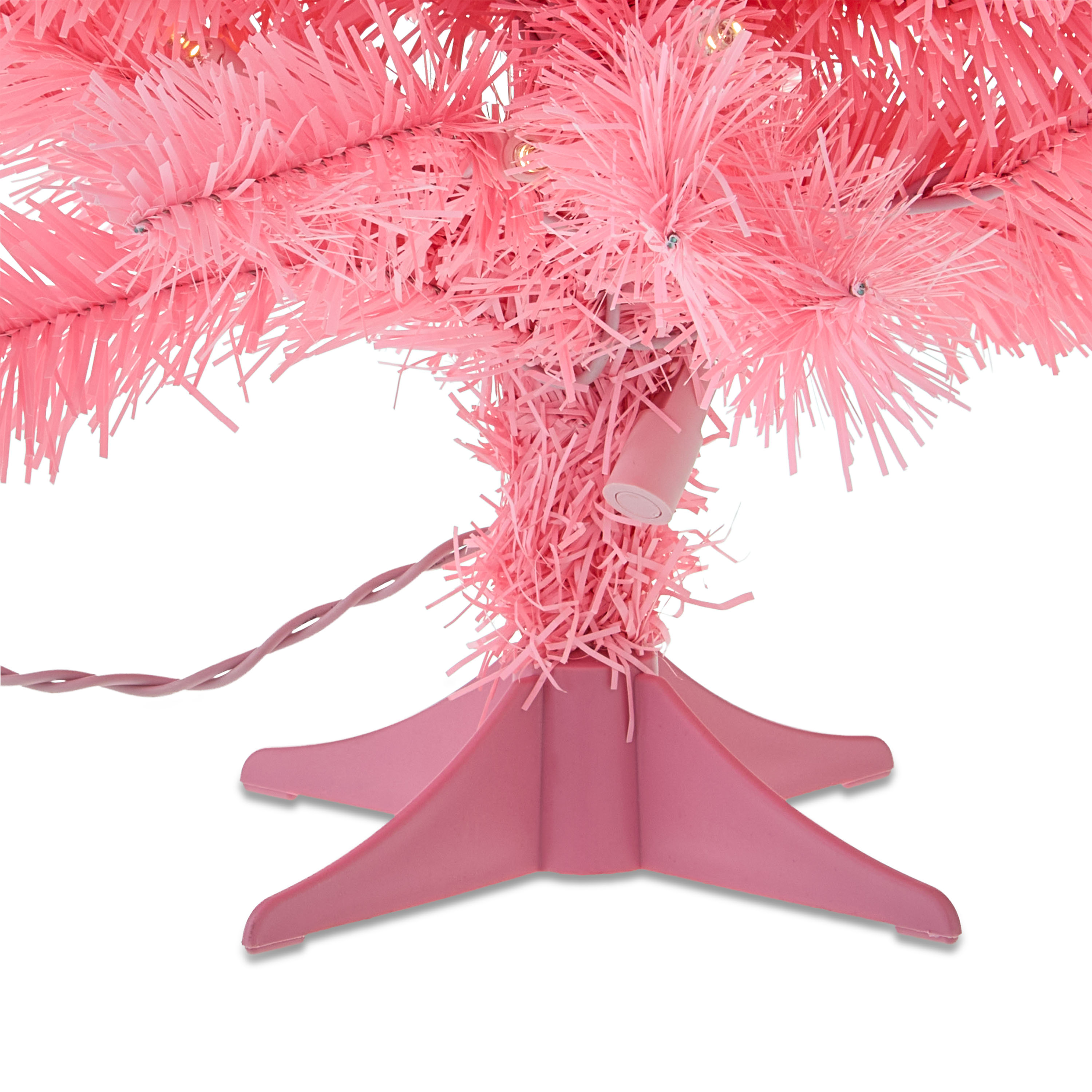 2 FT Mini Pre-Lit Pink Artificial Christmas Tree with 35 Warm White LED Lights and Stand, by Holiday Time