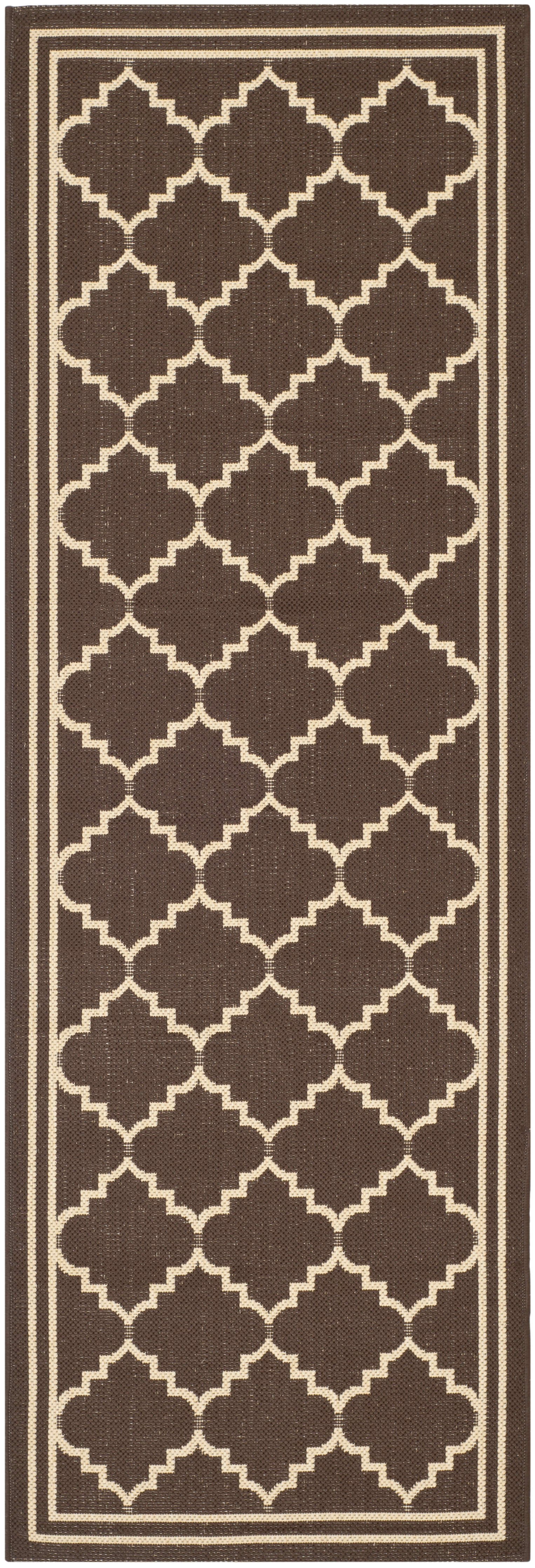 Safavieh Courtyard Amy Geometric Indoor/Outdoor Runner Rug, Chocolate/Cream, 2'3" x 10'