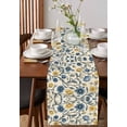 thumbnail image 4 of Vintage Blue Yellow Table Runner Cotton Linen 72 Inch Holiday Dresser Scarves, Spring Enchanted Garden Florals Tablerunner for Kitchen Coffee Dining Bedroom Living Room Dinner Scarf Décor 13''x72'', 4 of 9