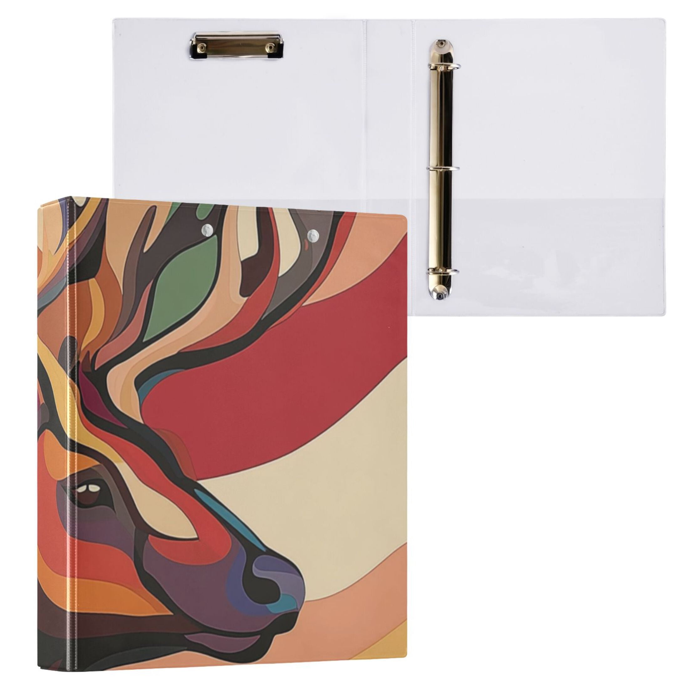 Antler Head Colorful 3 Ring Binders 1.5 inch Hardcover File Folders with Interior Pockets A4 Size Organizer for School Office Hospital Set of 2