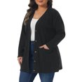 thumbnail image 2 of DARING DIVA Women's Plus Button V Neck Knit Cardigan with Pockets 3X Black, 2 of 6
